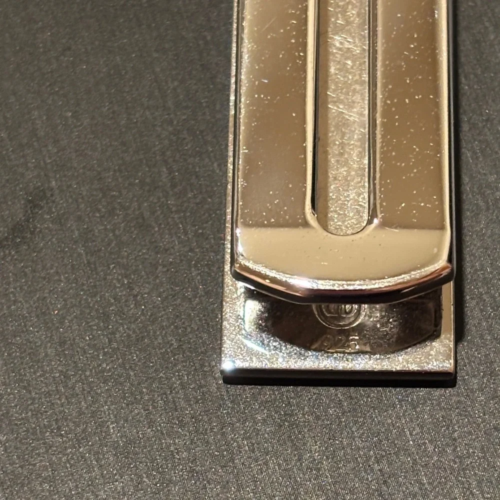 Sterling Silver Blue and Green Striped Money Clip